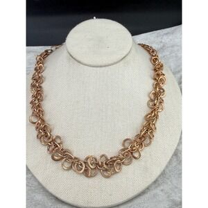 Bronze Milor Necklace Chainlink Interlocking Statement 21"